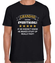 Load image into Gallery viewer, Grandad Knows Everything Tshirt