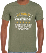 Load image into Gallery viewer, Grandad Knows Everything Tshirt
